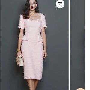 Light Pink Pencil Midi Tweed Square neck size 16 new but no tags